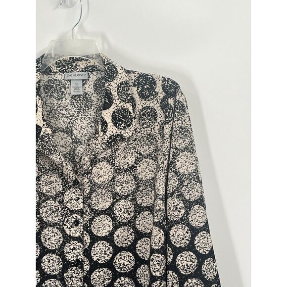 Catherines Geometric Print Button Down Shirt Collared Black Tan Sz 1X - Picture 3 of 6
